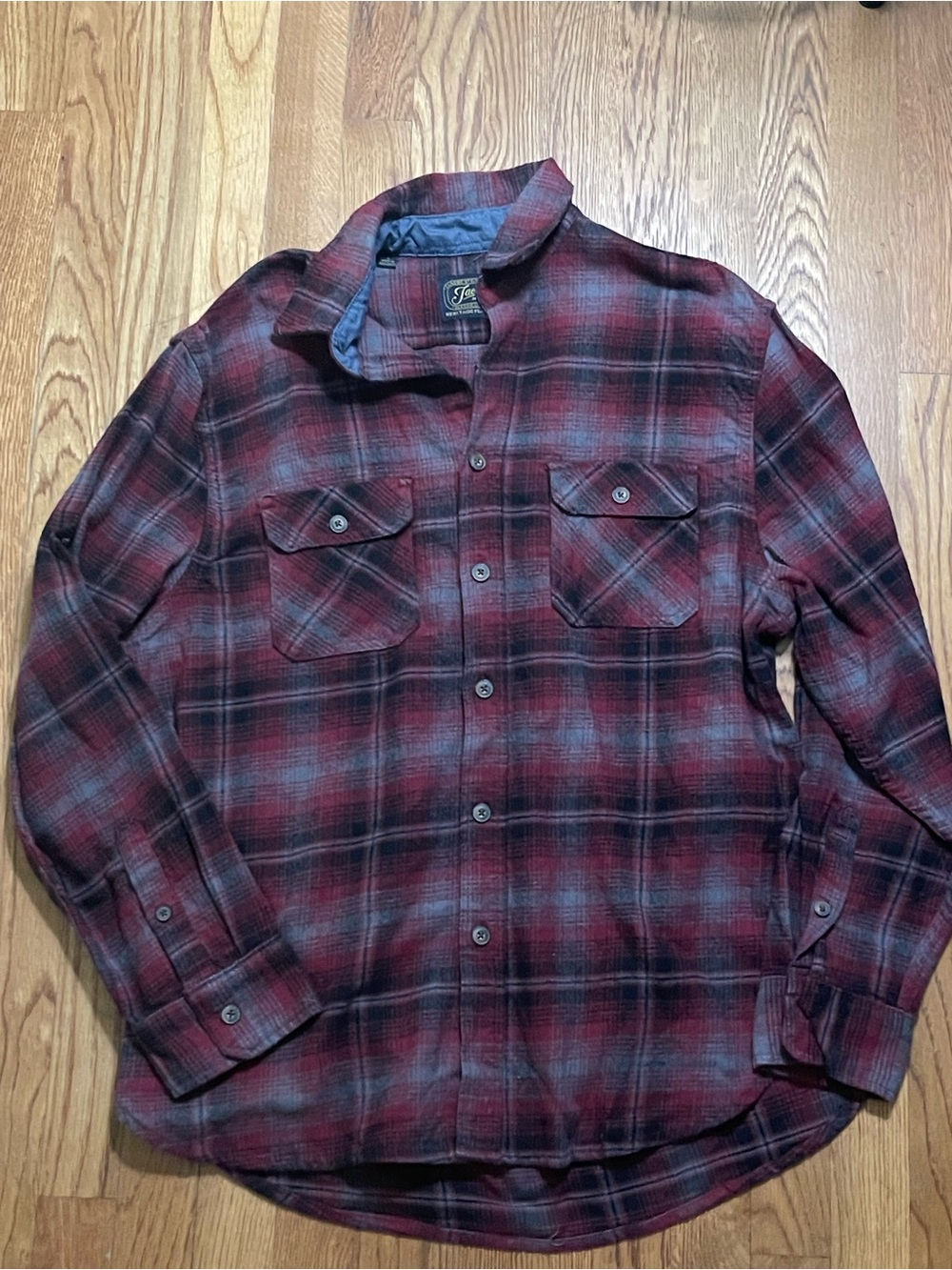 Jachs NY Heritage Flannel Shirt Red Grey Plaid L